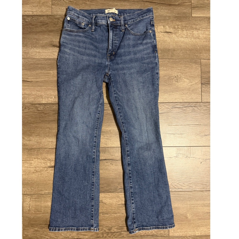 Madewell Mid-Rise Kick Out Jeans Blue Denim Cropped Size 27